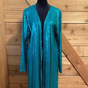 Lucky & Blessed Teal Sequin Long Sleeve Top